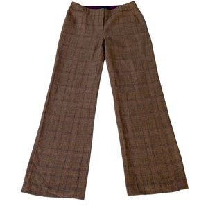 Boden Women’s Wide Leg Trousers Wool Blend Brown Check Plaid Sz UK 12L US 8L